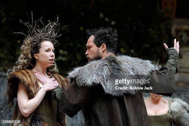 Michelle Terry as Titania and John Light as Oberon in William Shakespeare's A Midsummer Night's Dream directed by Dominic Dromgoole at Shakespeare's...