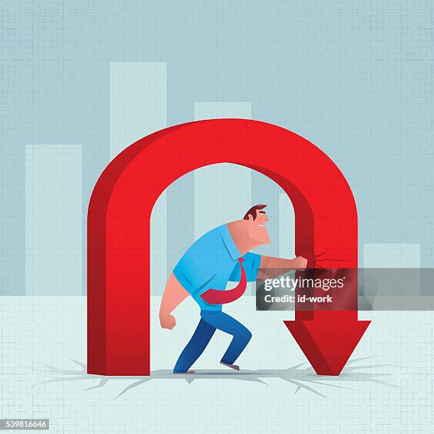 hitting falling arrow - breaking boundaries stock illustrations