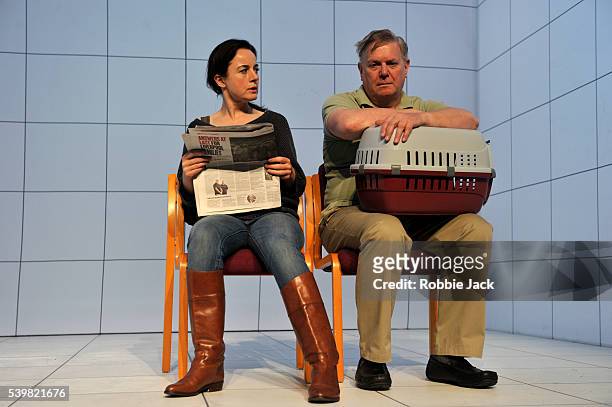 Amanda Drew and Paul Jesson in Caryl Churchill's Love and Information directed by James Macdonald at the Royal Court in London.