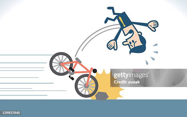 man fall from a bike - wreck stock illustrations