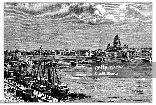 antique illustration of saint petersburg - st petersburg russia stock illustrations
