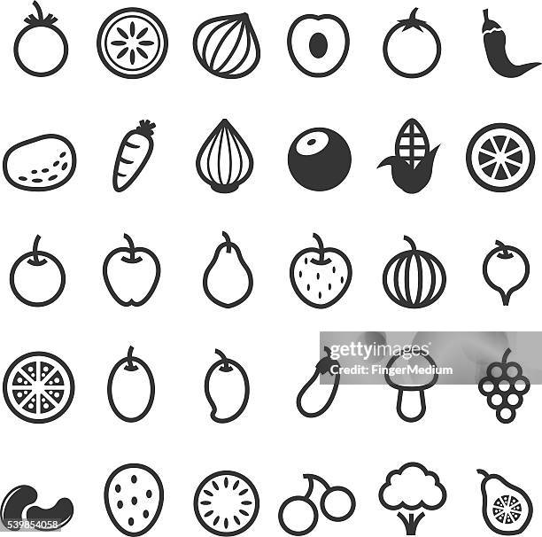 fruits icon set - cooked broccoli stock illustrations