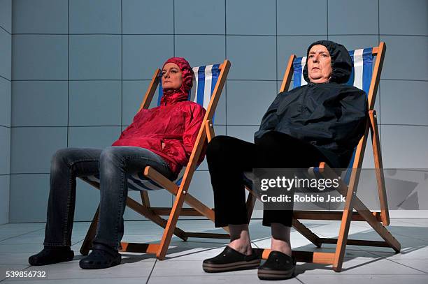 Sarah Woodward and Linda Bassett in Caryl Churchill's Love and Information directed by James Macdonald at the Royal Court in London.