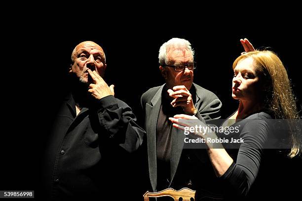 Steven Berkoff,Andree Bernard and Jay Benedict in Steven Berkoff's An Actors Lament at Underbelly as part of the Edinburgh Festival Fringe.