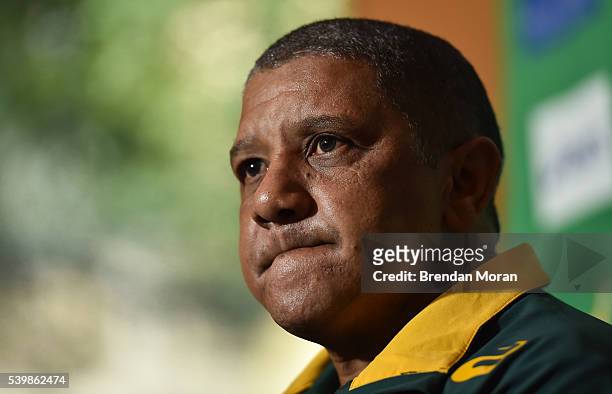 Johannesburg , South Africa - 13 June 2016; South Africa head coach Allister Coetzee during a press conference at the Palazzo Hotel, Montecasino in...