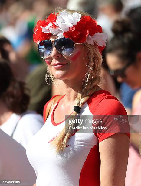 Polish fan looks on during the UEFA EURO 2016 Group C match between Poland v Northern Ireland at Allianz Riviera Stadium on June 12, 2016 in Nice,...