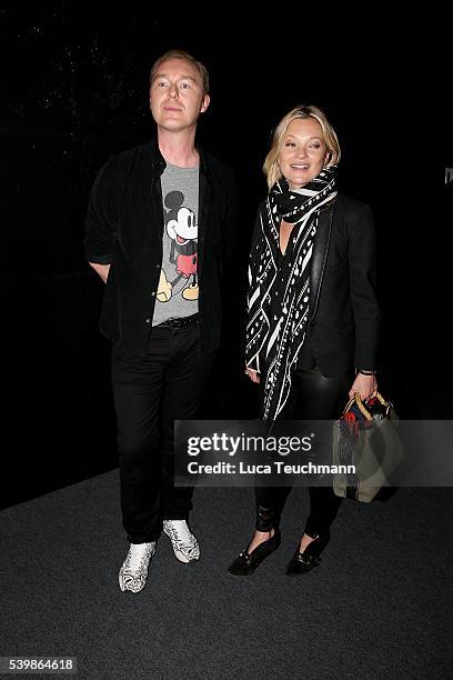 Designer Stuart Vevers and Kate Moss attend the Coach show during The London Collections Men SS17 at on June 13, 2016 in London, England.