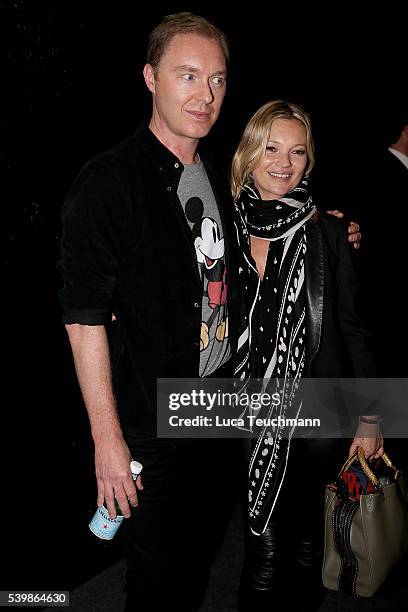 Designer Stuart Vevers and Kate Moss attend the Coach show during The London Collections Men SS17 at on June 13, 2016 in London, England.