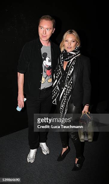 Designer Stuart Vevers and Kate Moss attend the Coach show during The London Collections Men SS17 at on June 13, 2016 in London, England.