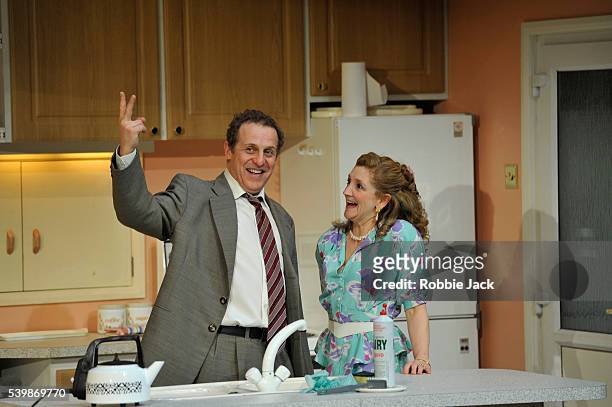 Nigel Lindsay as Jack McCracken and Debra Gillett as Poppy McCracken in Alan Ayckbourn's A Small Family Business directed by Adam Penford at the...