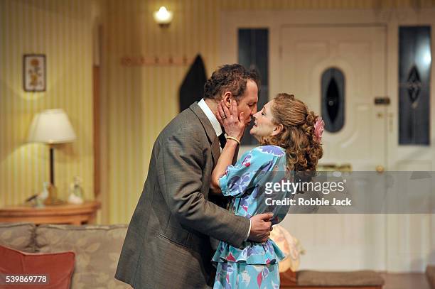 Nigel Lindsay as Jack McCracken and Debra Gillett as Poppy McCracken in Alan Ayckbourn's A Small Family Business directed by Adam Penford at the...