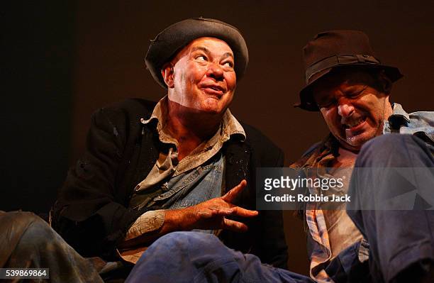 Matthew Kelly and George Costigan in the production "Of Mice and Men" at the Savoy Theatre.