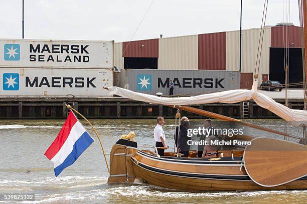 King Willem-Alexander and Queen Maxima of The Netherlands enjoy a boat ride on the yacht 'Friso' during their regional tour of north west Friesland...