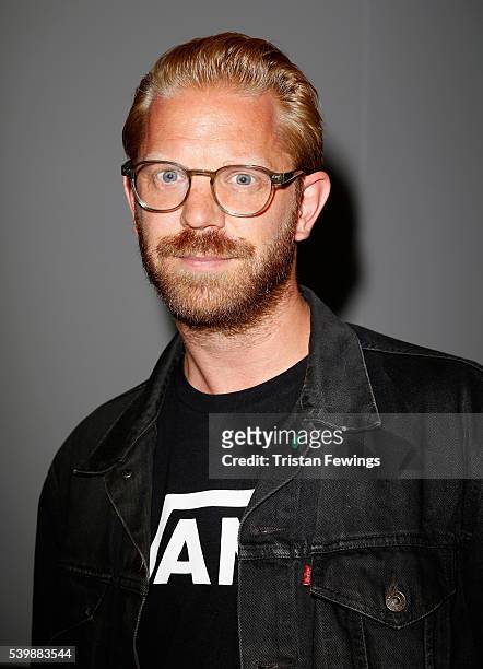Alistair Guy attends the Songzio show during The London Collections Men SS17 at BFC Show Space on June 13, 2016 in London, England.