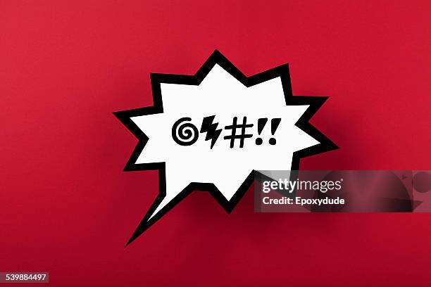 curse speech bubble against red background - hate stock-fotos und bilder