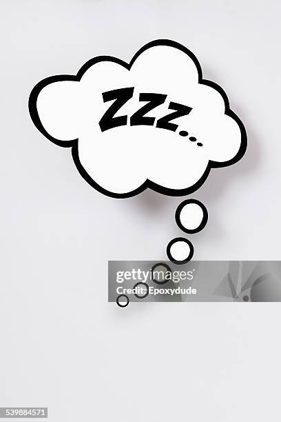 snoring sign in thought bubble against gray background - buchstabe z stock-fotos und bilder