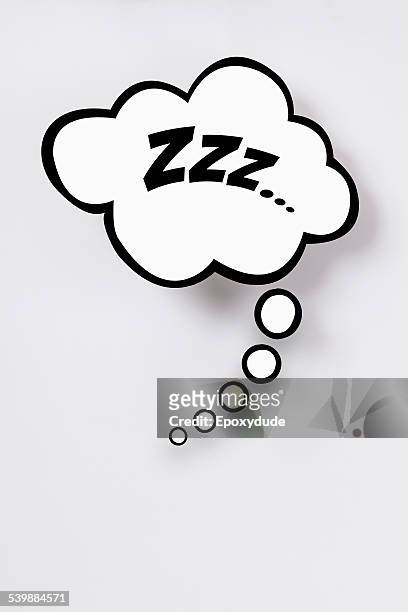 snoring sign in thought bubble against gray background - letter z stock pictures, royalty-free photos & images