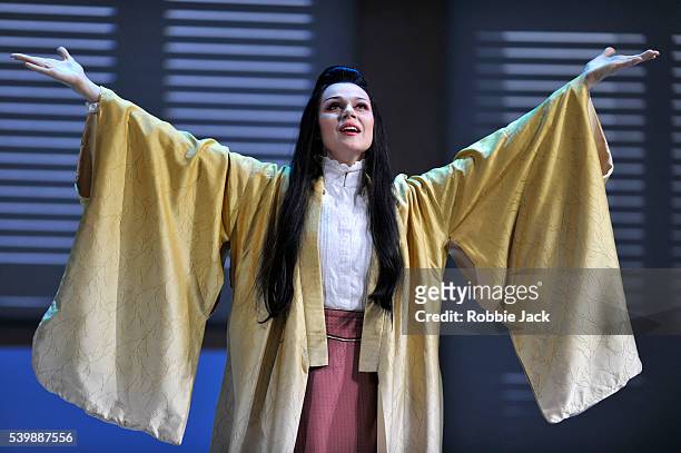 Kristine Opolais as Cio-Cio-San in the Royal Opera's production of Giacomo Puccini's Madama Butterfly directed by Moshe Leiser and Patrice Caurier...