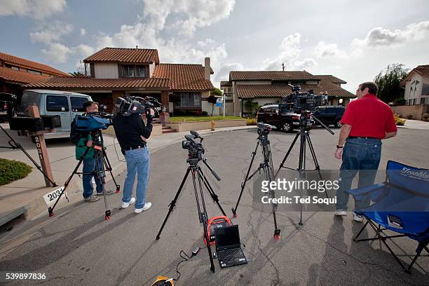 Media set up outside the new home for Nadia Suleman, mother of octuplets, and her family. Her new La Habra home will have four bedrooms and three...