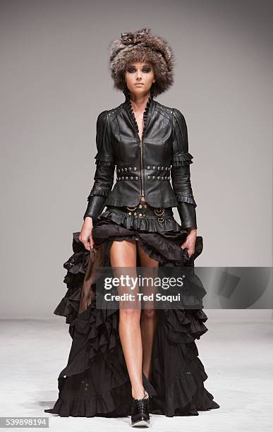 Model displays a creation by SkinGraft at the BOXeight fashion show at the Los Angeles Theater.