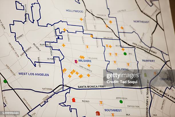 Map of John Thomas jr's crime spree seen during a press conferencing announcing that the "Westside Rapist,'' who may be responsible for killing as...