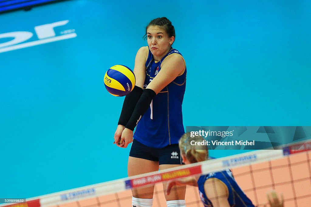 Helena Cazaute of France during the CEV European League match at