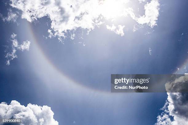 Optical phenomenon called Halo also known as a nimbus, icebow or gloriole in Urle,Poland on June 12, 2016.