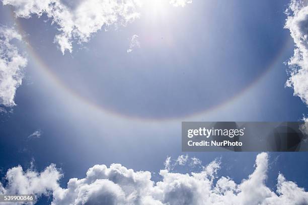 Optical phenomenon called Halo also known as a nimbus, icebow or gloriole in Urle,Poland on June 12, 2016.