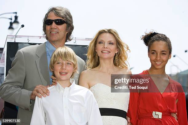 Actress Michelle Pfeiffer with her husband David E. Kelley and children John and Claudia at the star ceremony for Pfeiffer on the Hollywood Walk of...