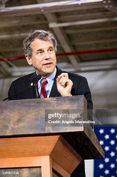 Sen. Sherrod Brown speaks at a campaign rally for Democratic presidential candidate Hillary Clinton on June 13, 2016 in Cleveland, Ohio. In the wake...