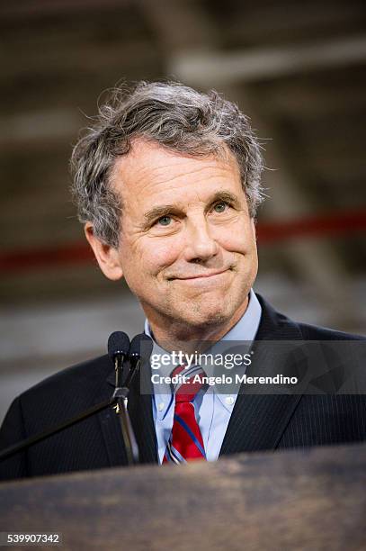 Sen. Sherrod Brown speaks at a campaign rally for Democratic presidential candidate Hillary Clinton on June 13, 2016 in Cleveland, Ohio. In the wake...