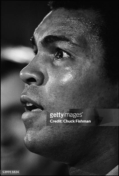 Muhammad Ali speaks to the press at his hotel after winning the championship fight against Leon Spinks at the New Orleans Superdome on Sept 15, 1978...