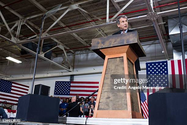 Sen. Sherrod Brown speaks at a campaign rally for Democratic presidential candidate Hillary Clinton on June 13, 2016 in Cleveland, Ohio. In the wake...