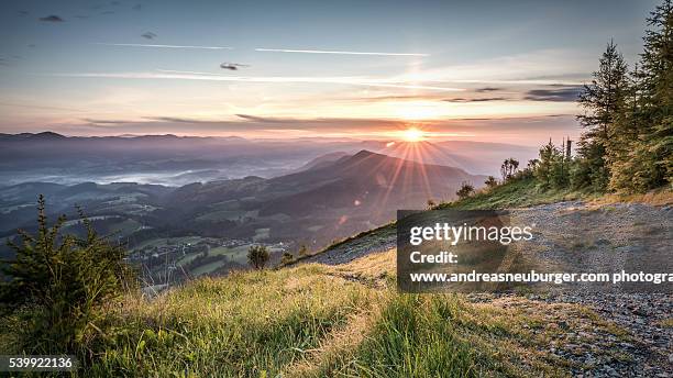 schöckl sunrise - view to north east - graz stock pictures, royalty-free photos & images