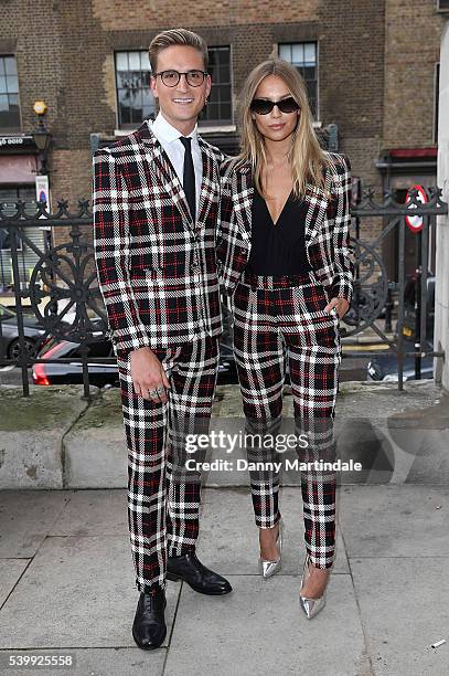 Oliver Proudlock and Emma Louise Connolly attends the Joshua Kane x LAB SERIES show during The London Collections Men SS17 at on June 13, 2016 in...