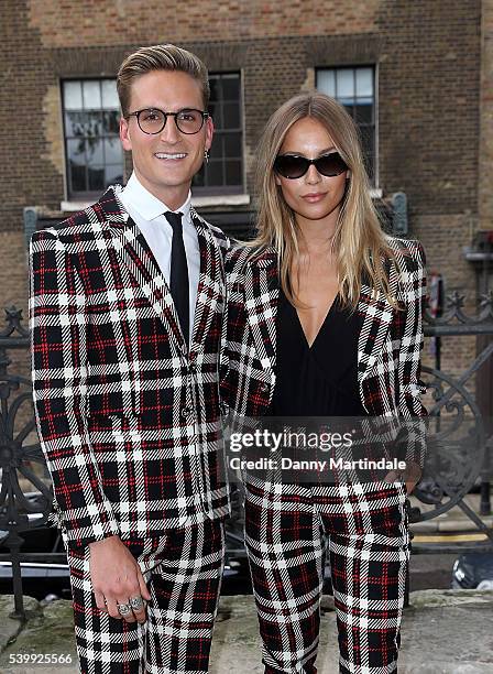 Oliver Proudlock and Emma Louise Connolly attends the Joshua Kane x LAB SERIES show during The London Collections Men SS17 at on June 13, 2016 in...