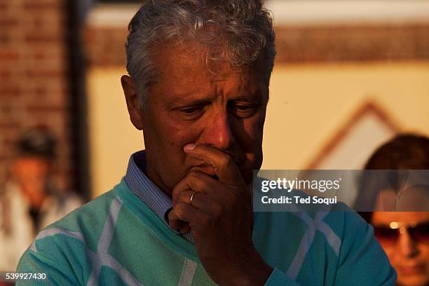 Piero Casadei, step father of Alice Gruppiono, and Katia Gruppioni, Aunt of Alice at the crash site in Venice Beach. A memorial was held for Alice...