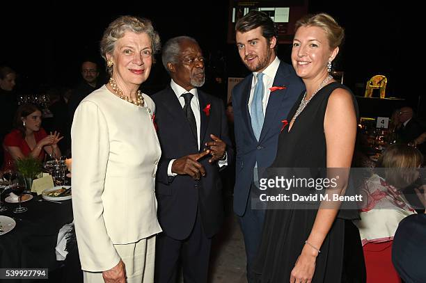 Nane Maria Annan, Kofi Annan, Hickman Bacon and Caroline Rupert attend the UNAIDS Gala during Art Basel 2016 at Design Miami/ Basel on June 13, 2016...