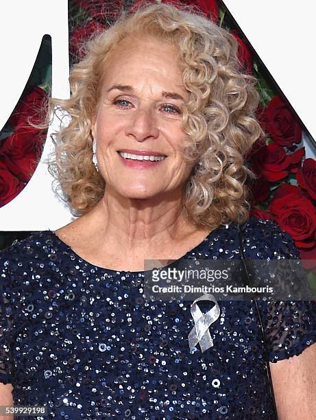 Carole King attends the 70th Annual Tony Awards at The Beacon Theatre on June 12, 2016 in New York City. Performers and presenters wore silver...