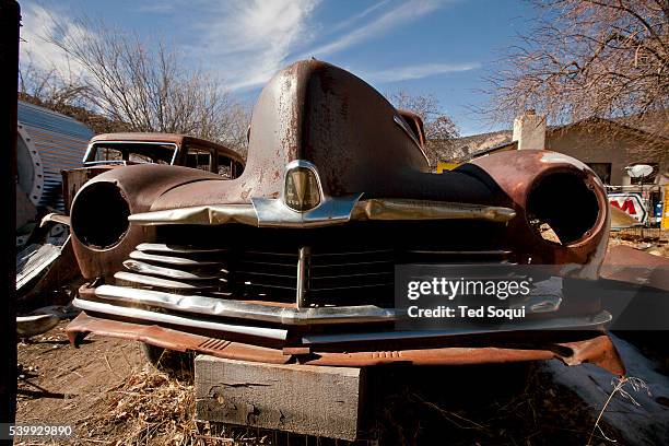 Winter in New Mexico. A vintage Packard automobile at a museum in town of Embudo, New Mexico