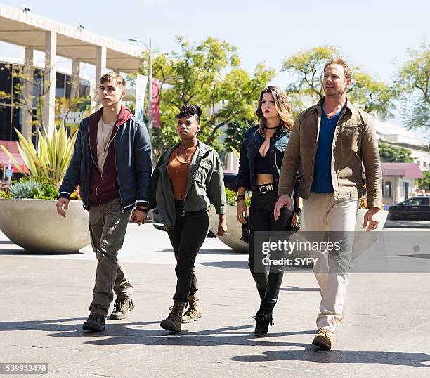 Pictured: Cody Linely as Matt Shepard, Imani Hakim as Gabrielle, Masiela Lusha as Gemini, Ian Ziering as Fin Shepard --