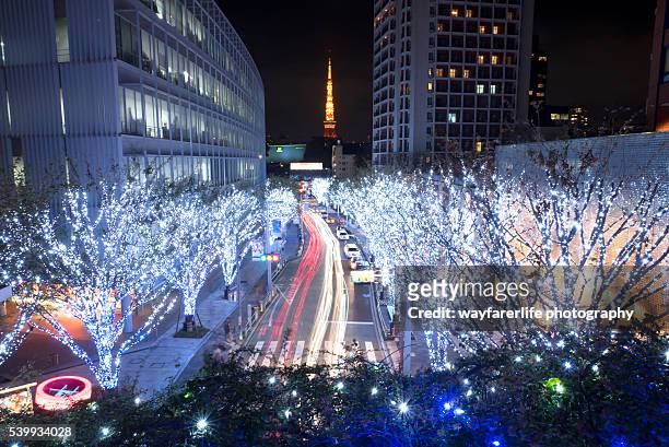christmas and winter illumination, tokyo japan - 六本木ヒルズ ストックフォトと画像