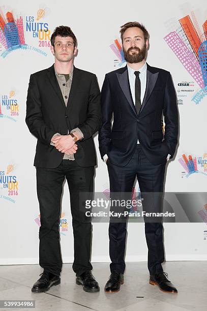 Felix Moati and Benjamin Cleary attends the 'Les Nuits En Or 2016' Gala dinner at UNESCO on June 13, 2016 in Paris, France.