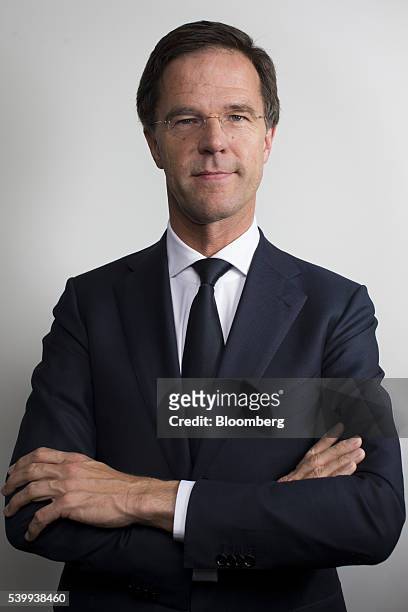 Mark Rutte, Dutch prime minister, poses for a photograph ahead of a Bloomberg Television interview in Amsterdam, Netherlands, on Monday, June 13,...
