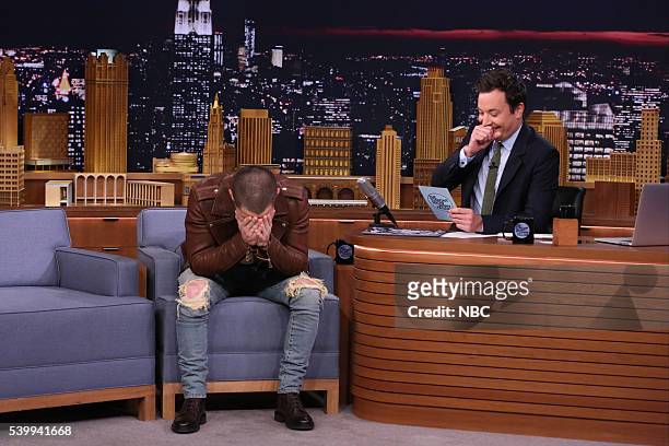 Episode 0487 -- Pictured: Singer Nick Jonas during an interview with host Jimmy Fallon on June 13, 2016 --