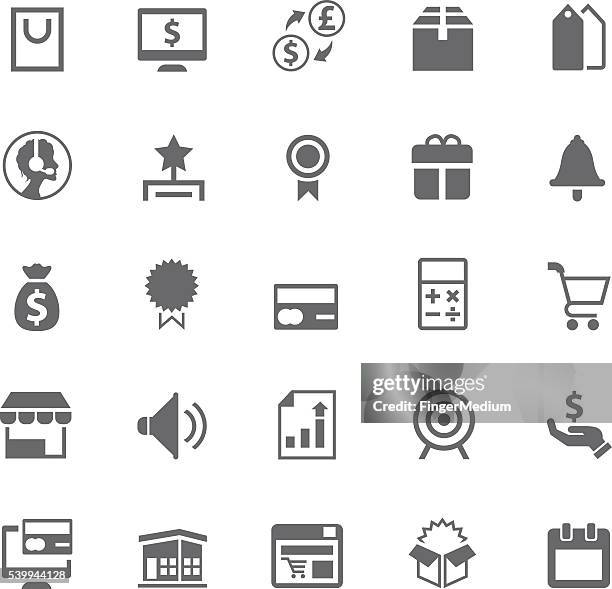 shopping icon set - exchanging gift stock illustrations