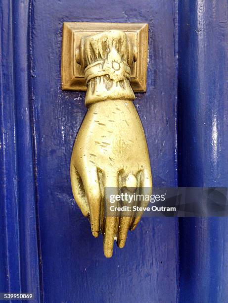 hand of fatima door knocker, chania, crete, greece - hamsa fotografías e imágenes de stock