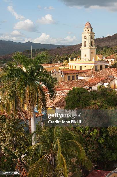trinidad with belltower of san francisco de asis - trinidad stock-fotos und bilder