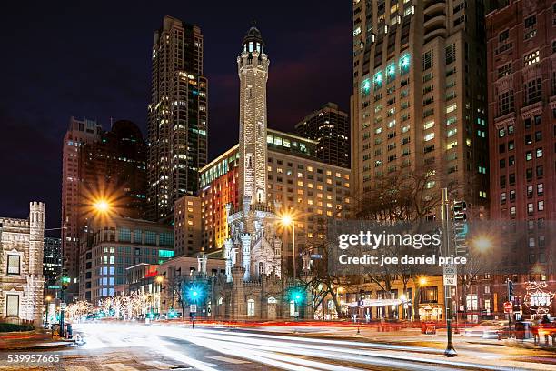 water tower, chicago, illinois, america - magnificent mile stock pictures, royalty-free photos & images