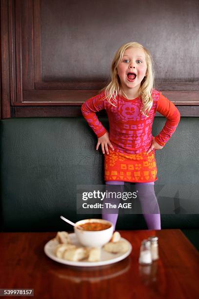 Young girl at Cafe Quince, Spensley Street, Clifton Hill, 14 September 2005. THE AGE Picture by MARINA OLIPHANT